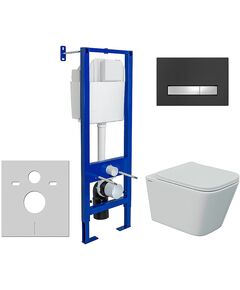 Купить Комплект BERGES: инсталляция АТОМ Line черная/хром, унитаз FLOE S Rimless 51 см, сидение дюропласт Floe S Slim SO, микролифт, быстросъём (043366) по цене 30300 руб., в Санкт-Петебруге в интернет магазине 100-Систем, а также дургие товары BERGES из раздела Готовые решения и Инсталляции