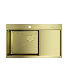 Купить Кухонная мойка Omoikiri Akisame 86-LG-L Side нерж.сталь/светлое золото (4997045) по цене 69488 руб., в Санкт-Петебруге в интернет магазине 100-Систем, а также дургие товары Omoikiri из раздела Накладные мойки и Кухонные мойки