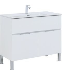 Купить Тумба под раковину Aquanet Алвита New 100 1 ящик, 2 дверцы, белый матовый (00277554) по цене 31463 руб., в Санкт-Петебруге в интернет магазине 100-Систем, а также дургие товары AQUANET из раздела Тумбы под раковину и Мебель для ванной комнаты