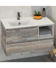 Купить COMFORTY. Тумба-умывальник "Турин-90L" дуб бежевый с раковиной COMFORTY 9090EL (00004137135) по цене 35200 руб., в Санкт-Петебруге в интернет магазине 100-Систем, а также дургие товары COMFORTY из раздела Тумбы с умывальником и Мебель для ванной комнаты