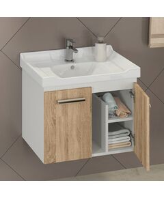 Купить COMFORTY. Тумба-умывальник "Рига-60" дуб сонома с раковиной COMFORTY 9335-60 (00004142213) по цене 22330 руб., в Санкт-Петебруге в интернет магазине 100-Систем, а также дургие товары COMFORTY из раздела Тумбы с умывальником и Мебель для ванной комнаты