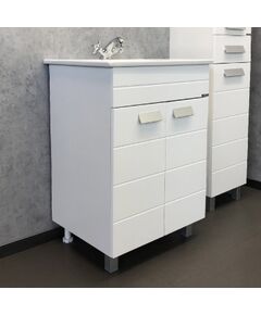 Купить COMFORTY. Тумба-умывальник "Модена М-60" белая матовая  с раковиной "Quadro 60 " (00-00001642) по цене 23430 руб., в Санкт-Петебруге в интернет магазине 100-Систем, а также дургие товары COMFORTY из раздела Тумбы с умывальником и Мебель для ванной комнаты
