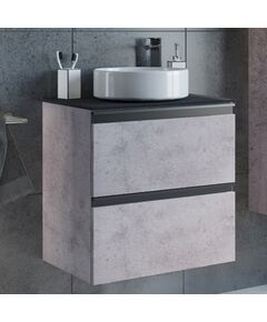 Купить COMFORTY. Тумба-умывальник "Эдинбург-60-2" бетон светлый с черной столешницей с отверстием под смеситель, с раковиной COMFORTY 9111 (00-00005701) по цене 36300 руб., в Санкт-Петебруге в интернет магазине 100-Систем, а также дургие товары COMFORTY из раздела Тумбы с умывальником и Мебель для ванной комнаты