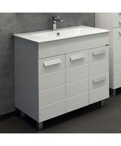 Купить COMFORTY. Тумба-умывальник "Модена М-90" белая матовая  с раковиной Quadro 90 (00-00001644) по цене 42020 руб., в Санкт-Петебруге в интернет магазине 100-Систем, а также дургие товары COMFORTY из раздела Тумбы с умывальником и Мебель для ванной комнаты