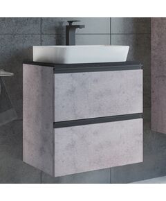 Купить COMFORTY. Тумба-умывальник "Эдинбург-60-2" бетон светлый с черной столешницей, с раковиной COMFORTY 9055RA-50 (00-00005700) по цене 37620 руб., в Санкт-Петебруге в интернет магазине 100-Систем, а также дургие товары COMFORTY из раздела Тумбы с умывальником и Мебель для ванной комнаты