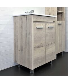 Купить COMFORTY. Тумба-умывальник "Марио-60" дуб дымчатый с раковиной "Quadro 60" (00-00005206) по цене 21670 руб., в Санкт-Петебруге в интернет магазине 100-Систем, а также дургие товары COMFORTY из раздела Тумбы с умывальником и Мебель для ванной комнаты