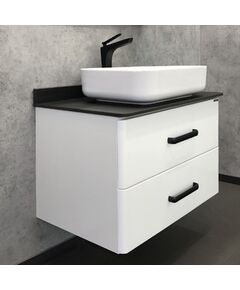 Купить COMFORTY. Тумба-умывальник "Амстердам-75" белая с черной матовой столешницей с раковиной COMFORTY T-Y9378 (00-00004668) по цене 46530 руб., в Санкт-Петебруге в интернет магазине 100-Систем, а также дургие товары COMFORTY из раздела Тумбы с умывальником и Мебель для ванной комнаты