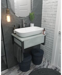 Купить 1MARKA Тумба GRUNGE LOFT 60П 1в.я Бетон светлый (ц0000001582) по цене 16293 руб., в Санкт-Петебруге в интернет магазине 100-Систем, а также дургие товары 1MARKA из раздела Тумбы под раковину и Мебель для ванной комнаты