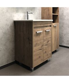 Купить COMFORTY. Тумба-умывальник "Марио-60" дуб темный с раковиной "Quadro 60" (00-00004155) по цене 21670 руб., в Санкт-Петебруге в интернет магазине 100-Систем, а также дургие товары COMFORTY из раздела Тумбы с умывальником и Мебель для ванной комнаты