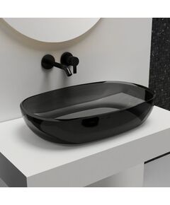 Купить Раковина накладная прозрачная ABBER Kristall AT2805Onyx (at2805onyx) по цене 40800 руб., в Санкт-Петебруге в интернет магазине 100-Систем, а также дургие товары ABBER из раздела Накладные раковины и Раковины и пьедесталы