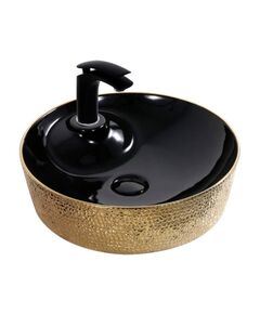 Купить Раковина-чаша CeramaLux 45 D1306H022 Черная Золотая (d1306h022) по цене 7300 руб., в Санкт-Петебруге в интернет магазине 100-Систем, а также дургие товары CeramaLux из раздела Накладные раковины и Раковины и пьедесталы