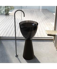 Купить Раковина отдельностоящая прозрачная ABBER AT2703Onyx-Black черный/черный матовый (at2703onyx-black) по цене 130000 руб., в Санкт-Петебруге в интернет магазине 100-Систем, а также дургие товары ABBER из раздела Напольные раковины и Раковины и пьедесталы