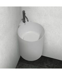 Купить Подвесная угловая раковина Размер: 42.2x42.2x50 см Цвет: белый матовый Материал: искусственный камень (as2625) по цене 69700 руб., в Санкт-Петебруге в интернет магазине 100-Систем, а также дургие товары ABBER из раздела Угловые раковины и Раковины и пьедесталы
