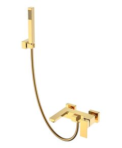 Купить Смеситель для ванны с душем Qubic Shinny Gold (473-G) по цене 36683 руб., в Санкт-Петебруге в интернет магазине 100-Систем, а также дургие товары BOHEME из раздела Смесители с коротким изливом и Смесители для ванны и душа
