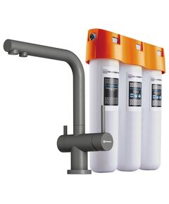 Купить Комплект Nagano-P + Pure drop Lite (платина) (4064.8028p) по цене 33988 руб., в Санкт-Петебруге в интернет магазине 100-Систем, а также дургие товары Omoikiri из раздела Смесители с подключением фильтра и Смесители для кухни