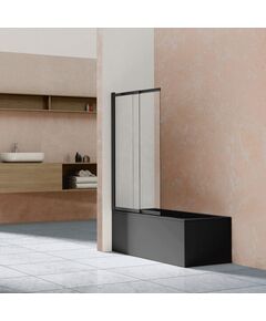 Купить Душевая шторка на ванну VSB-1E100CLB, 1000*1450, матовый черный, стекло прозрачное, , шт (VSB-1E100CLB) по цене 22382 руб., в Санкт-Петебруге в интернет магазине 100-Систем, а также дургие товары Vincea из раздела Стеклянные шторки для ванн и Сантехника