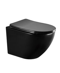 Купить Унитаз ABBER BEQUEM AC1100MB подвесной черный матовый, безободковый (ac1100mb) по цене 20825 руб., в Санкт-Петебруге в интернет магазине 100-Систем, а также дургие товары ABBER из раздела Унитазы подвесные и Унитазы