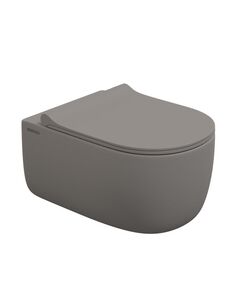 Купить Унитаз Berges Ego XL 083216 подвесной, безободковый, с сиденьем микролифт, цвет серый матовый (083216) по цене 37990 руб., в Санкт-Петебруге в интернет магазине 100-Систем, а также дургие товары BERGES из раздела Унитазы подвесные и Унитазы