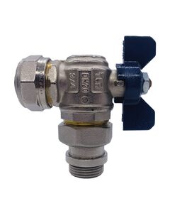 Купить Кран угловой 26*3/4" шаровый со сгоном (синий) (1620004 / 2181b2605cpr) по цене 2123 руб., в Санкт-Петебруге в интернет магазине 100-Систем, а также дургие товары  из раздела Обжим Tiemme 26 и Обжим