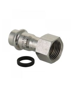Купить Муфта Valtec пресс 35х1.1/4" ВР с накидной гайкой, нерж. сталь (VTI.908.I.003507) по цене 1152 руб., в Санкт-Петебруге в интернет магазине 100-Систем, а также дургие товары VALTEC из раздела Фитинги Valtec  35 и Трубы и фитинги Valtec