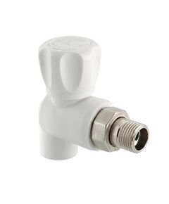 Купить Кран PPR со сгоном угловой 20х1/2" (vtp.718.0.02004) по цене 590 руб., в Санкт-Петебруге в интернет магазине 100-Систем, а также дургие товары VALTEC из раздела Фитинги белые полипропиленовые 20 и Трубы и фитинги белые полипропиленовые