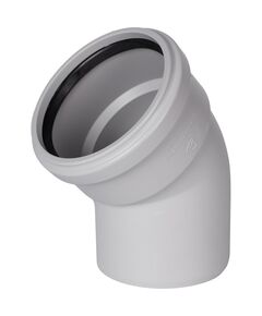 Купить STOUT D 110 х 45° Отвод канализационный бесшумный (skb-0010-011045) по цене 906 руб., в Санкт-Петебруге в интернет магазине 100-Систем, а также дургие товары STOUT из раздела Фитинги шумопоглощающие фановые 110 мм и Шумопоглощающие фановые трубы и фитинги