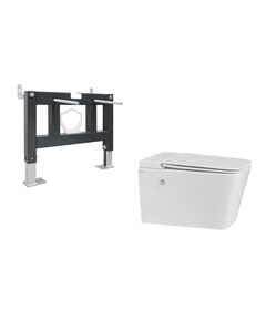 Купить Комплект ABBER подвесной унитаз Rechteck AC1202P белый с импульсным смывом с инсталляцией AC0101P (ac1202p-ac0101p) по цене 37145 руб., в Санкт-Петебруге в интернет магазине 100-Систем, а также дургие товары ABBER из раздела Готовые решения и Инсталляции