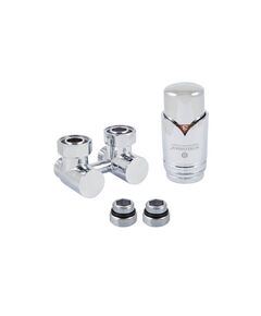 Купить Комплект эксклюзивного узла подключения 50 мм с термоголовкой Хром Проходной (601000025) по цене 12480 руб., в Санкт-Петебруге в интернет магазине 100-Систем, а также дургие товары Schlosser из раздела Радиаторные клапаны и Радиаторная арматура