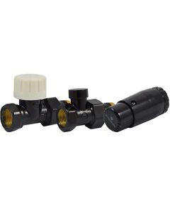 Купить Комплект проходной DN15 GZ1/2 x GW1/2 с головкой Мини M30x1,5 Ral 9005 (602200057        ral 9005) по цене 12240 руб., в Санкт-Петебруге в интернет магазине 100-Систем, а также дургие товары Schlosser из раздела Радиаторные клапаны и Радиаторная арматура