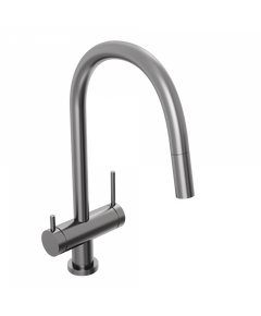 Купить Смеситель для кухни Abelsberg Aera EMF71709GM c вытяжным изливом и возможностью подключения фильтра для воды, цвет космическая сталь, PVD покрытие (emf71709gm) по цене 20990 руб., в Санкт-Петебруге в интернет магазине 100-Систем, а также дургие товары Abelsberg из раздела Смесители с подключением фильтра и Смесители для кухни