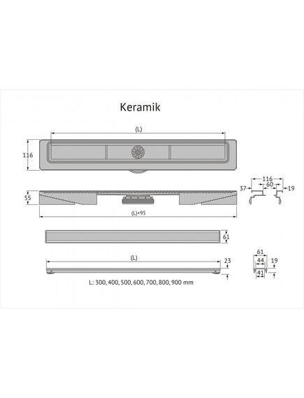 Купить Желоб BERGES водосток В1 Keramik 800, матовый хром, S-сифон D50 H60 боковой (090119) по цене 20540 руб., в Санкт-Петебруге в интернет магазине 100-Систем, а также дургие товары BERGES из раздела Лотки и Душевые лотки и душевые трапы