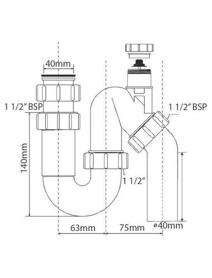 Купить Сифон трубный Р/S-образный (1 1/2'х40мм) без выпуска с вентиляционным клапаном и универсальной отводной трубой D40мм; выход Дн=40мм (mrsk12v) по цене 2132.33 руб., в Санкт-Петебруге в интернет магазине 100-Систем, а также дургие товары McALPINE из раздела Сифоны для моек и Сифоны