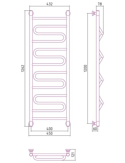 Купить Полотенцесушитель водяной Сунержа Элегия+ 1200х400 (00-0205-1240) по цене 30400 руб., в Санкт-Петебруге в интернет магазине 100-Систем, а также дургие товары Сунержа из раздела Водяные полотенцесушители и Полотенцесушители