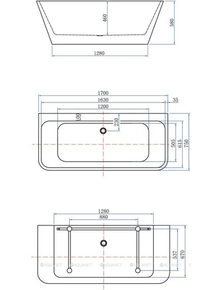 Купить Акриловая ванна Aquanet Family Perfect 170x75 13775 Gloss Finish (13775-gw) по цене 79628 руб., в Санкт-Петебруге в интернет магазине 100-Систем, а также дургие товары AQUANET из раздела Акриловые ванны и Ванны