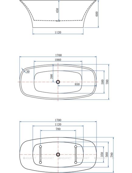 Купить Акриловая ванна Aquanet Family Smart 170x78 88778 Gloss Finish (88778-gw) по цене 82543.5 руб., в Санкт-Петебруге в интернет магазине 100-Систем, а также дургие товары AQUANET из раздела Акриловые ванны и Ванны