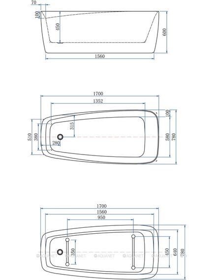 Купить Акриловая ванна Aquanet Family Trend 170x78 90778 Gloss Finish (90778-gw) по цене 82543.5 руб., в Санкт-Петебруге в интернет магазине 100-Систем, а также дургие товары AQUANET из раздела Акриловые ванны и Ванны