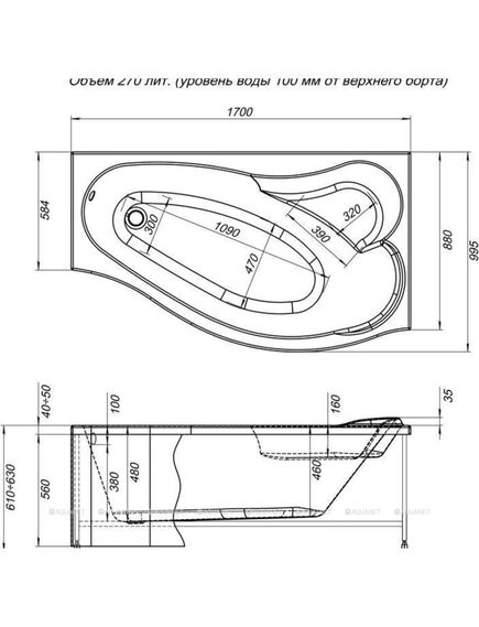 Купить Акриловая ванна Aquanet Palma 170x90/60 R (с каркасом) (205537) по цене 25845.95 руб., в Санкт-Петебруге в интернет магазине 100-Систем, а также дургие товары AQUANET из раздела Акриловые ванны и Ванны