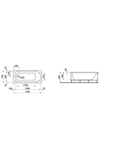 Купить Акриловая ванна Laufen Solutions 170x75  2.2350.1.000.000.1 (2.2350.1.000.000.1) по цене 118990 руб., в Санкт-Петебруге в интернет магазине 100-Систем, а также дургие товары LAUFEN из раздела Акриловые ванны и Ванны