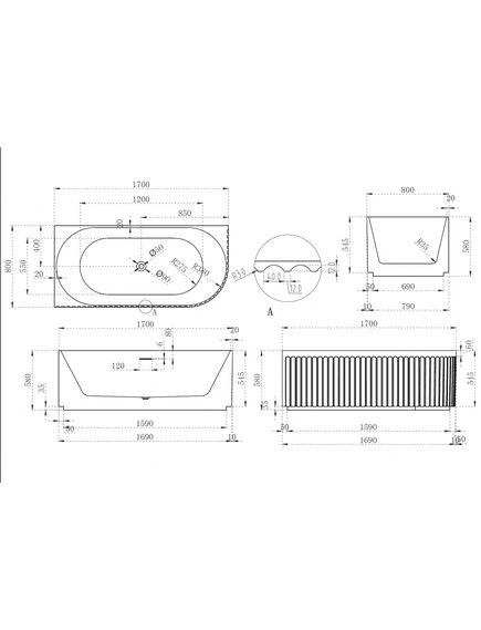 Купить Акриловая ванна ABBER AB9412-1.7 L (ab9412-1.7 l) по цене 126000 руб., в Санкт-Петебруге в интернет магазине 100-Систем, а также дургие товары ABBER из раздела Акриловые ванны и Ванны