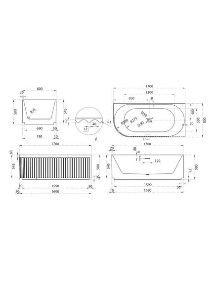 Купить Акриловая ванна ABBER AB9412-1.7 R (ab9412-1.7 r) по цене 126000 руб., в Санкт-Петебруге в интернет магазине 100-Систем, а также дургие товары ABBER из раздела Акриловые ванны и Ванны