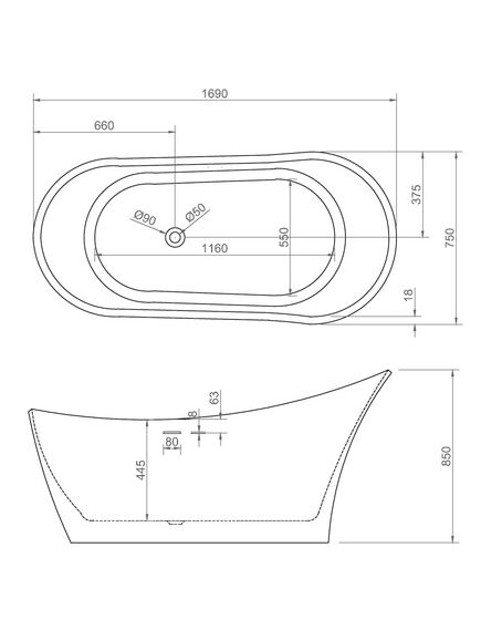 Купить Ванна акриловая Abber AB9245 1690х750х850, без г/м, слив-перелив (ab9245) по цене 114500 руб., в Санкт-Петебруге в интернет магазине 100-Систем, а также дургие товары ABBER из раздела Акриловые ванны и Ванны