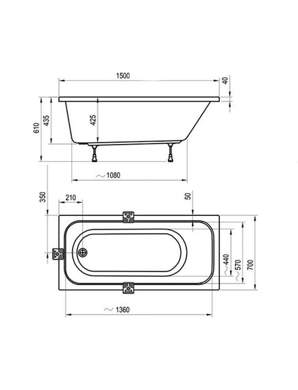 Купить Ванна акриловая Ravak Chrome 150х70 (c721000000) по цене 48400 руб., в Санкт-Петебруге в интернет магазине 100-Систем, а также дургие товары RAVAK из раздела Акриловые ванны и Ванны