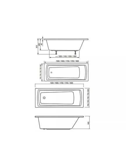 Купить Ванна Ravak Domino Plus 180x80 (c651r00000) по цене 39930 руб., в Санкт-Петебруге в интернет магазине 100-Систем, а также дургие товары RAVAK из раздела Акриловые ванны и Ванны