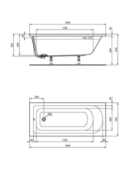 Купить Прямоугольная ванна 160х70 см Ideal Standard HOTLINE K274501 (k274501) по цене 34204.27 руб., в Санкт-Петебруге в интернет магазине 100-Систем, а также дургие товары IDEAL STANDARD из раздела Акриловые ванны и Ванны