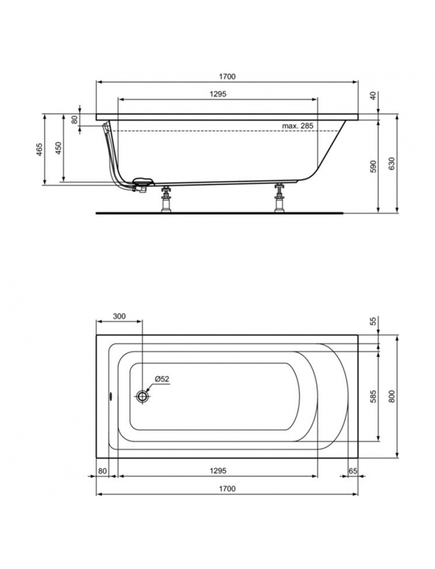 Купить Прямоугольная ванна 170х80 см Ideal Standard HOTLINE K274701 (k274701) по цене 39361.6 руб., в Санкт-Петебруге в интернет магазине 100-Систем, а также дургие товары IDEAL STANDARD из раздела Акриловые ванны и Ванны