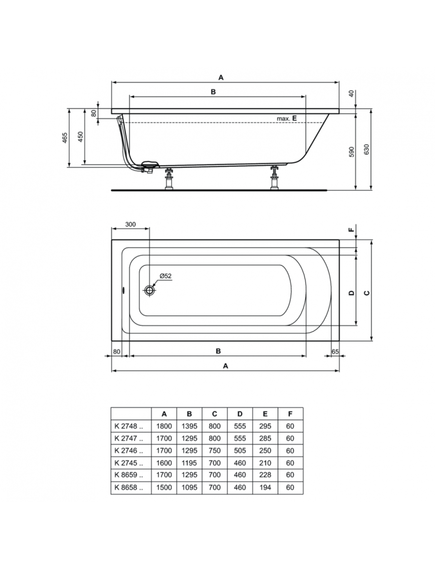 Купить Прямоугольная ванна 150х70 см Ideal Standard HOTLINE K865801 (k865801) по цене 32365.2 руб., в Санкт-Петебруге в интернет магазине 100-Систем, а также дургие товары IDEAL STANDARD из раздела Акриловые ванны и Ванны