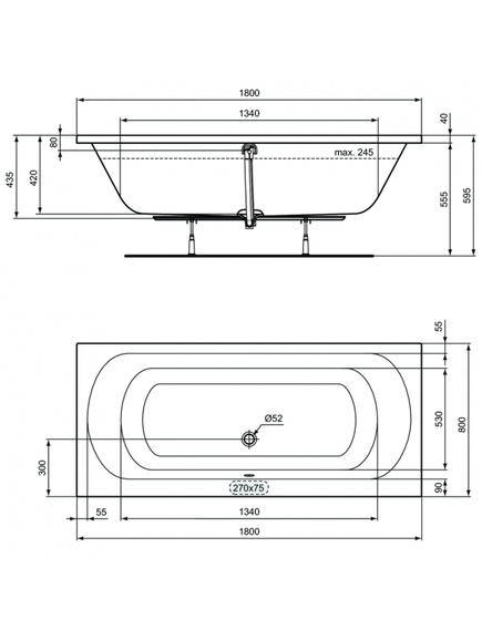 Купить Прямоугольная ванна 180х80 см Ideal Standard SIMPLICITY W004601 (w004601) по цене 40273.67 руб., в Санкт-Петебруге в интернет магазине 100-Систем, а также дургие товары IDEAL STANDARD из раздела Акриловые ванны и Ванны