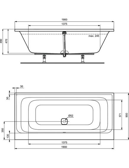 Купить Прямоугольная встраиваемая акриловая ванна 190X90 см Ideal Standard TONIC II K746501 (k746501) по цене 89256.78 руб., в Санкт-Петебруге в интернет магазине 100-Систем, а также дургие товары IDEAL STANDARD из раздела Акриловые ванны и Ванны