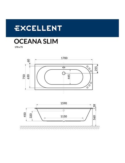 Купить Акриловая ванна EXCELLENT Oceana Slim 170x75 (waex.oce17whs) по цене 46305 руб., в Санкт-Петебруге в интернет магазине 100-Систем, а также дургие товары EXCELLENT из раздела Акриловые ванны и Ванны