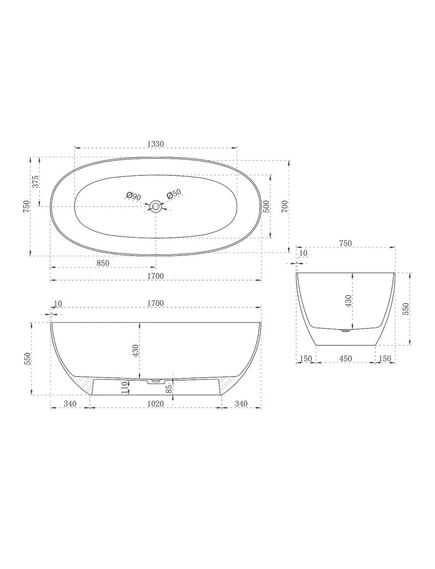 Купить Ванна прозрачная Vincea VBT-6T01B, 1700*750*550, цвет черный, , шт (vbt-6t01b) по цене 250730 руб., в Санкт-Петебруге в интернет магазине 100-Систем, а также дургие товары Vincea из раздела Ванны из камня и Ванны